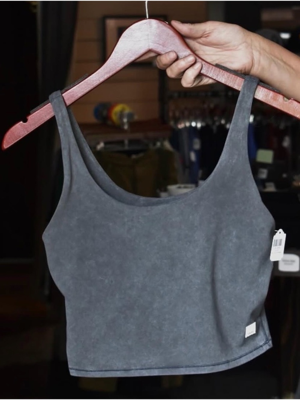 Women's Vuori Washed Crop Tank Top - Gray